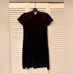 Aqua Velvet Midi Dress in Rich Burgundy